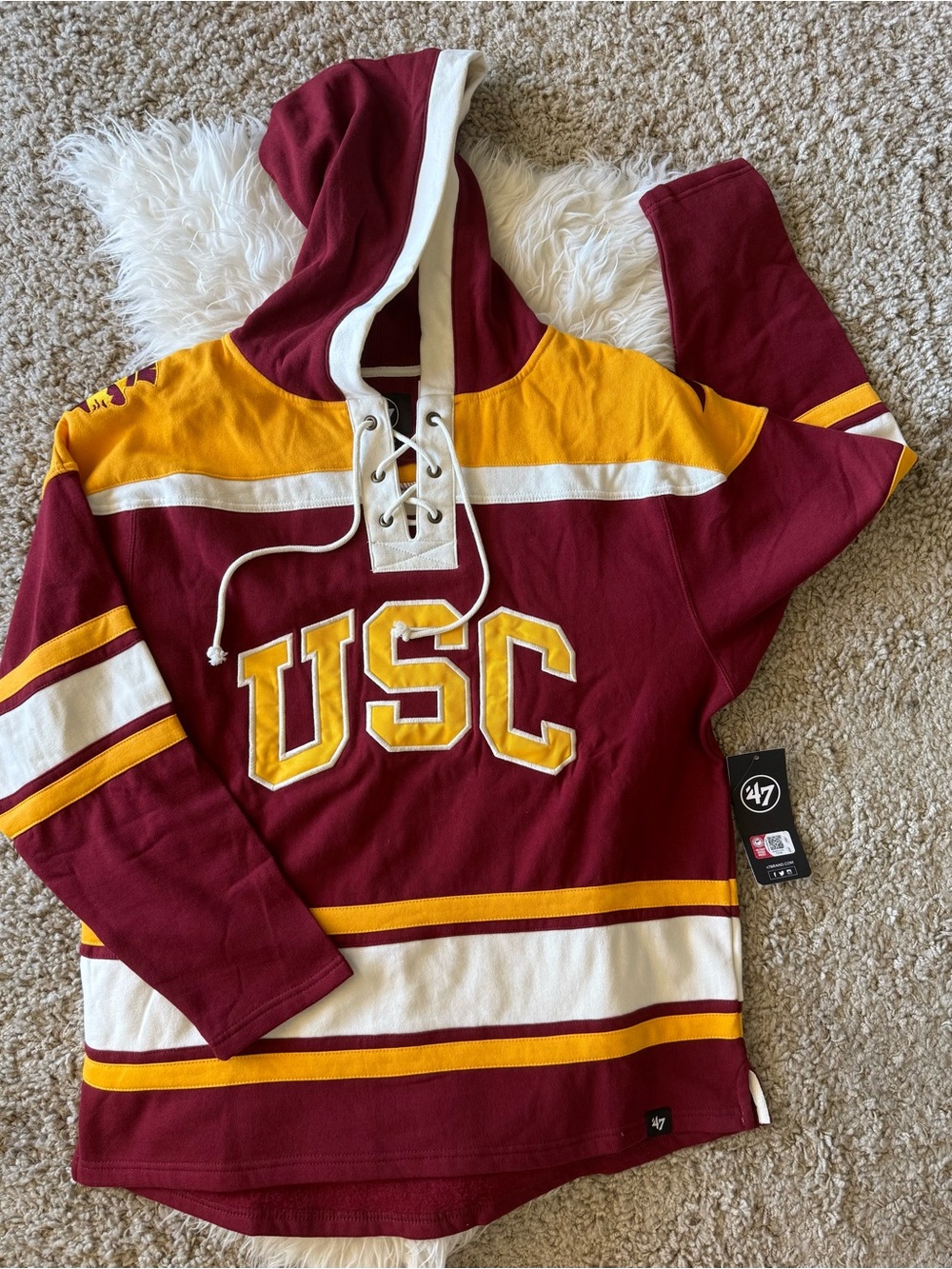 USC man’s ‘47 Lace up Hoodie Sweatshirt*NWT